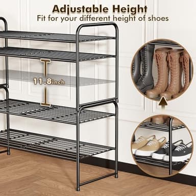 SUFAUY 2-Tier 33" Wide Shoe Rack, Closet Metal Shoe Rack Organizer Heavy Duty, Stackable, Black - Image 6