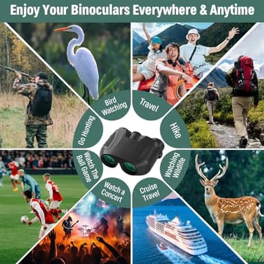 12x30 Compact Binoculars for Adults and Kids, High Power Lightweight Small Binoculars with Phone Adapter for Cruise Ship Hiking Bird Watching Sports Safari Viewing Football Sports Concert - Image 10