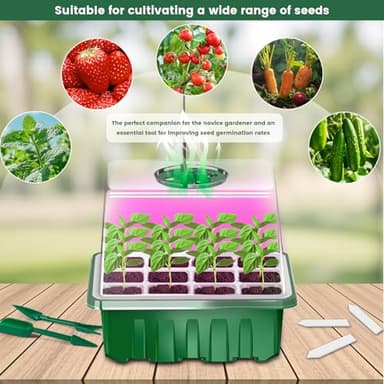 CNNIK 5pcs Seed Germination Tray with Light 60 Cells Seeds Starter Kit with Smart Timers for Indoor Planting Trays Mini Greenhouse Garden - Image 7