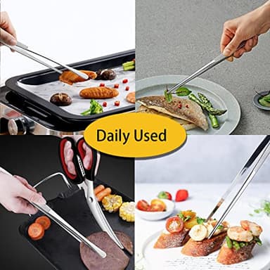 JETKONG 2 Pcs 12-Inch Kitchen Tweezers Fine Tweezer Tongs, Extra-Long Stainless Steel Cooking Tweezers (Silver) - Image 5