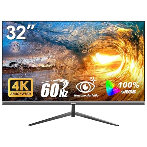 Gawfolk 32 Inch 4K UHD Computer Monitor, Ultra-Clear (3840×2160p) Screen, 100% sRGB,178° Viewing Angle, HDMI、Display Port, Compatible with Wall mounting 100 * 100MM - Black - Image 1