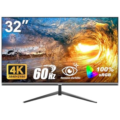 Gawfolk 32 Inch 4K UHD Computer Monitor, Ultra-Clear (3840×2160p) Screen, 100% sRGB,178° Viewing Angle, HDMI、Display Port, Compatible with Wall mounting 100 * 100MM - Black - Image 1