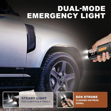 Tire Inflator Portable Air Compressor, Air Pump for Car Tires, Bike Pump, Portable Tire Inflator for Car, Motorcycle, Bicycle, Balls - 150PSI, 6000mAh Battery, LED Light Auto Shut-Off Function - Image 6