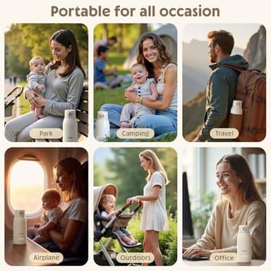 Portable Bottle Warmer for Travel, 17.5 OZ Large Capacity Baby Milk Warmer for Breast Formula and Water with Fast Heating & Faster Charger Baby Bottle Warmer On The Go for Car, Airplane - Image 6