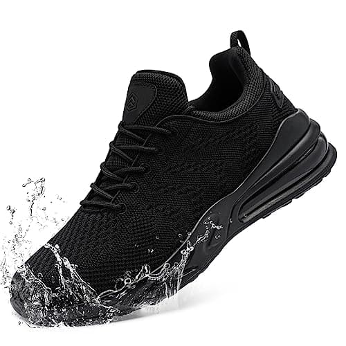 LARNMERN Men Non Slip Work Sneakers Water Resistant Food Service Zapatos Trabajo Antideslizantes Walking Shoes Waterproof Shoes Slip-on, Black 11.5 - Image 1