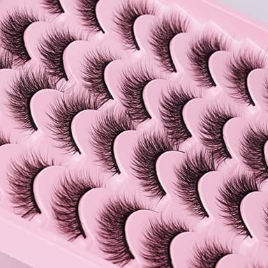Lashes Natural Look Wispy Fasle Eyelashes 12mm Short Faux Mink Eyelashes Cat Eye Natural Strip Lashes Pack by Zegaine 16 Pairs - Image 5