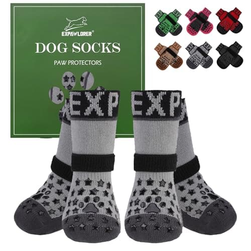 EXPAWLORER Anti Slip Dog Socks to Prevent Licking Paws - Dog Shoes for Hot Pavement, Dog Booties for Hardwood Floors, Dog Boots & Paw Protectors with Grippers for Small Medium Large Senior Dogs - Image 1
