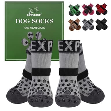 EXPAWLORER Anti Slip Dog Socks to Prevent Licking Paws - Dog Shoes for Hot Pavement, Dog Booties for Hardwood Floors, Dog Boots & Paw Protectors with Grippers for Small Medium Large Senior Dogs - Image 1