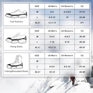 Ice Cleats Traction Snow Grips - 19 Stainless Steel Spikes Crampons for Hiking, Fishing, Walking, Climbing (X-Large) - Image 2