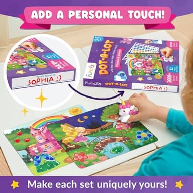 Funcils Dot Art Activity - Unicorn & Princess Sticker Kit, Toddler Art & Craft Supplies for Kids, Birthday Gifts for Boys & Girls Ages 3, 4, 5, 6, 7 Year Old - Kids Travel Toys, Airplane Must Have - Image 8