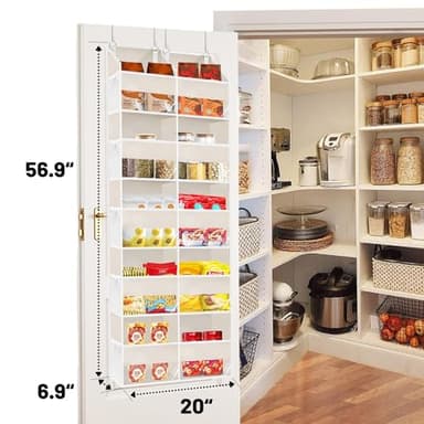 Over the Door Organizer 5 Tiers,Extra Large Behind Door Storage of 10 Compartments,80 lbs Weight Capacity Over the Door Storage, Door Hanging Organizer for Closet, Diaper Organizer, Beige - Image 2