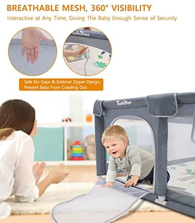Baby Playpen with Mat, Large Baby Play Yard for Toddler, BPA-Free, Non-Toxic, Safe No Gaps Playards for Babies, Indoor & Outdoor Extra Large Kids Activity Center 79"x59"x26.5" with 0.4" Playmat - Image 5