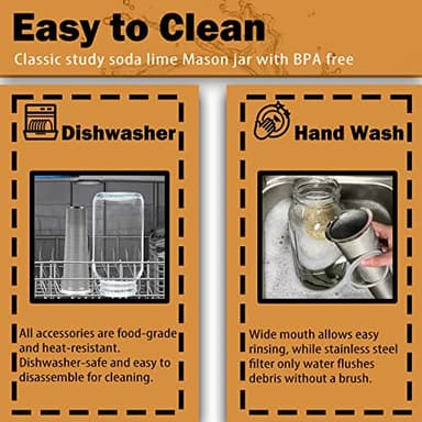 Cold Brew Mason Coffee Maker - 64oz Iced Coffee Pitcher with Stainless Steel Mixing Spoon & Super Dense Filter 3 Steps Finish Cold Brew Coffee, Classic BPA Free Sturdy Mason jar Pitcher Easy to Clean - Image 5