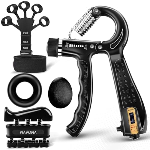 5 PCS Grip Strength Trainer Kit, Hand Gripper Strengthener, Forearm Strengthener, Finger Strengthener, Finger Exerciser, Stress Relief Ball, Forearm Workout Ring for Muscle Building and Injury Recover - Image 1