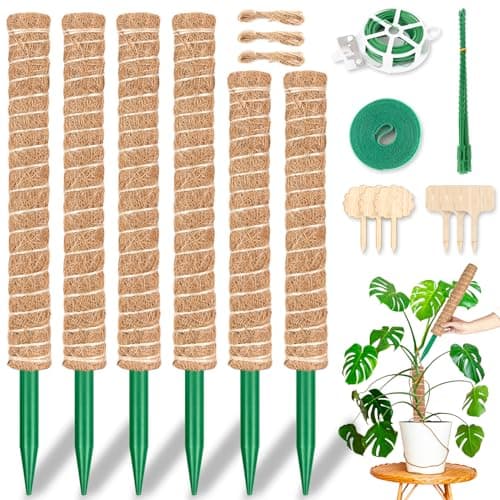 KintKita Large Moss Pole Monstera Plant Support Stakes 116 Inch,4 PCS 20.8 Inch & 2 PCS 16.5 Inch Moss Poles for Plants,Plant Poles for Climbing Plants,Coco Coir Pole for Indoor Plant Grow Upwards - Image 1