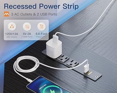 Coleshome 66" L Shaped Gaming Desk with Outlet, L Shaped Desk with CPU Stand, Corner Computer Desk, Home Office Desk, Writing Desk, Black - Image 5