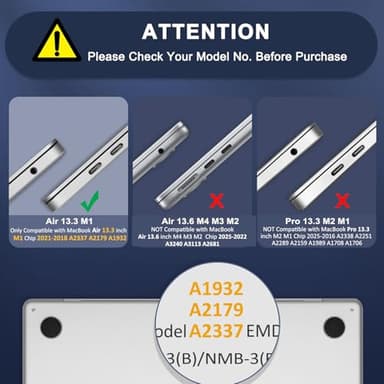 MOSISO Compatible with MacBook Air 13 inch Case M1 Chip 2021-2018 Release A2337 A2179 A1932, Plastic Hard Shell&Keyboard Cover&Screen Film&Storage Bag for MacBook Air 13.3 inch Case, Transparent - Image 2