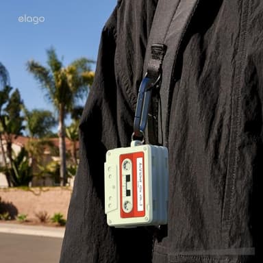 elago Cassette Tape Case Compatible with AirPods Pro 3 Case - Carabiner Included, Supports Wireless Charging, Shock Resistant, Full Protection, Headphone Accessories, for Men, for Women - Image 7
