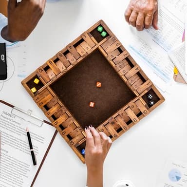 ropoda 14 Inches 4-Way Board Game (2-4 Players) for Kids & Adults [Large Wooden Game, 8 Dice + Rules] Smart Addition Learning Game – Vantage Style - Image 6