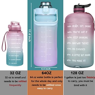 RYI Large Half Gallon 64 OZ Motivational Water Bottle with Straw Time Marker BPA Free for Sport and Fitness Blue Purple - Image 3