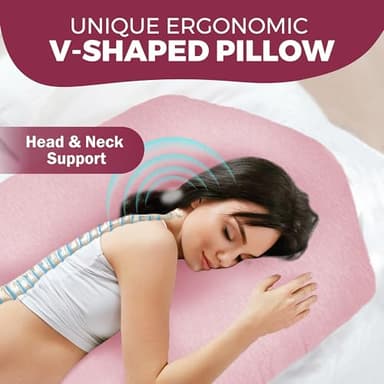 PILLANI Pregnancy Pillows for Sleeping - V C U Shaped 57inch Full Body Pillow with Removable Washable Cover, Cooling Maternity Pillow for Pregnant Women, Support for Back Belly Legs Hip - Image 9