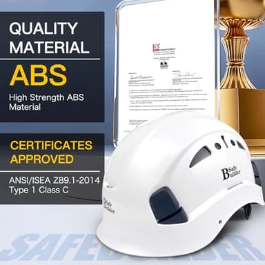 SAFEBUILDER Safety Helmet Hard Hat Adjustable Lightweight Vented Breathable Work Helmet for Men ANSI Z89.1 Approved Industrial & Construction (01-White Hard Hat Only) - Image 7