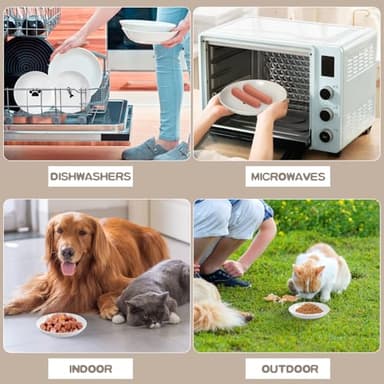 6 Pack Cat Food Bowl, Ceramic Cat Bowls, Anti Whisker Fatigue Cats Bowl Set,5.5 Inches Shallow Wide Kitten Plates for Food and Water (Cat's Paw+Fishbone) - Image 7