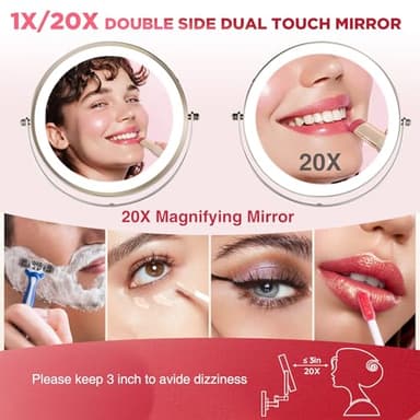Wall Mounted Makeup Mirror, 1x/20x Magnifying Mirror with 8.5" Double Sided, Vanity Makeup Mirror for Bathroom, Brushed Nickel - Image 5