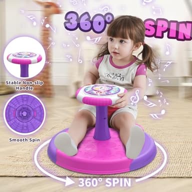 HYES Unicorn Sit and Spin Toys for Toddlers 1-3 Girls, 360° Toddler Spinning Seat with LED Lights and Music, Sensory Toys Birthday for Kids 3-5 - Image 2