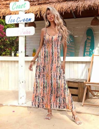 Zeagoo Womens Floral Summer Dress Ladies V Neck Dresses with Pockets Casual Summer Maxi Dresses for Women 2025, Pattern-3,M - Image 3