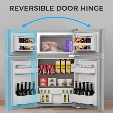COWSAR 3.2 Cu.Ft Mini Fridge with Freezer, Double Door Compact Mini Fridge for Bedroom, Adjustable Thermostat, Energy-efficient Low Noise Small Refrigerator For Dorm, Office, Bar, RV, Bedroom - Image 7