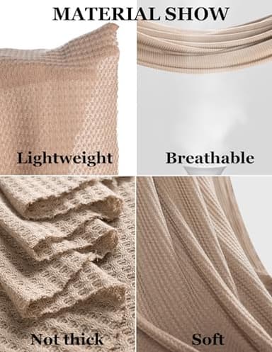 Ekouaer Waffle Knit Lounge Sets for Women Long Sleeve Pajamas Set with Pockets 2 Pieces Outfits Top and Pants Light Grey - Image 2