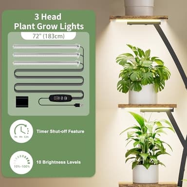 EVAWOO Plant Stand Indoor with Grow Lights - 7 Tier Indoor Plant Shelf, 42" Corner Plant Stands for Indoor Plants, Tree-Shaped Plant Rack for Living Room, Balcony, Black - Image 3