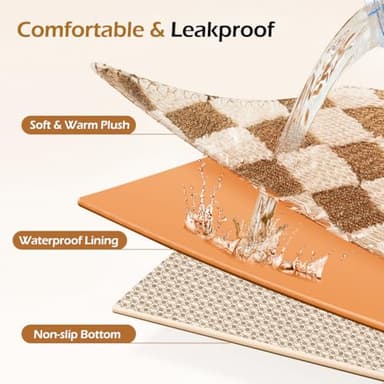 Tivray Dog Bed Cover, Washable Replacement Large Dog Bed Sheet with 3-Sided Continuous Zipper, Waterproof Liner, Soft Plush, Pet Mattress Fluffy Protector, 36x27x3 inch - L, Cover Only Khaki - Image 3