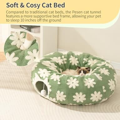 Pesen Cat Tunnel Bed with Soft Cushion, Cat Toys for Indoor Cats Enhance Bonding Between Pets and Owners, Encourage Exploration, and Satisfy Natural Instincts for Kittens, Dogs, and Rabbits - Image 5
