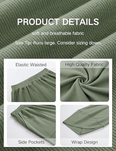 Xiaoxuemeng Womens Baggy Wide Leg Pants Casual Elastic Waisted Palazzo Harem Pants with Pockets (Green-L) - Image 5