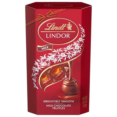 Lindt LINDOR Milk Chocolate Candy Truffles Gift Box, 8.4 oz. - Image 6