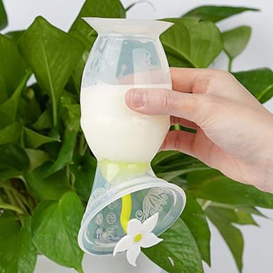 Haakaa Manual Breast Pump Silicone Breast Pump Milk Saver Milk Pump with Suction Base and Flower Stopper 100% Food Grade Silicone BPA Free (5oz/150ml) (White) - Image 6