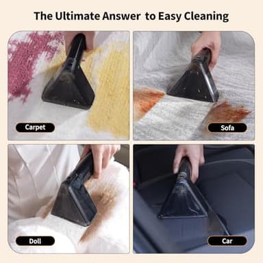 MUJERBAY Miniboo Carpet Cleaner, Compact & Powerful Upholstery Cleaner Machine,Portable Spot with 360°Wheels, 1.3-inch Deep Stain Small Rug Cleaner for Car, Stairs, Couches - Image 8