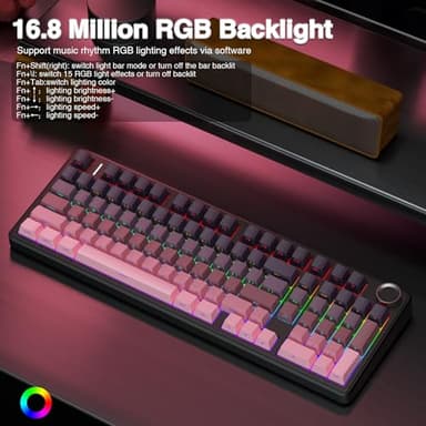 AULA F99 Pro Wireless Mechanical Keyboard with Knob,Tri-Mode BT5.0/USB-C/2.4GHz Hot Swappable Keyboard,Pre-lubed Switches,RGB Backlit Computer Gaming Keyboards - Image 4