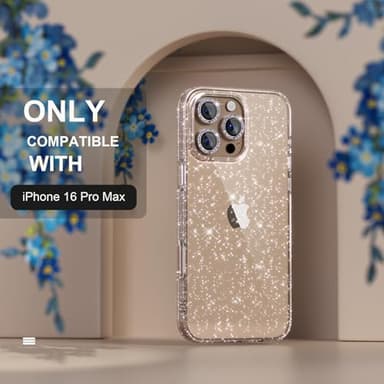 Choiche Compatible for iPhone 16 Pro Max Case Women Phone Case, Cute Bling Sparkly, Military Grade Protection, 3 Diamond Camera Lens Covers, 2 Tempered Glass Protectors, 6.9 inch (Glitter Clear) - Image 3