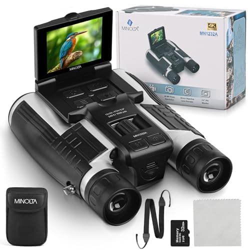 Minolta 12x32 Digital Binoculars - 4K UHD Video Camera, 48MP Photo, 8X Digital Zoom, IPS Anti-Glare Screen, Fog-Resistant Optics, Compact, Ideal for Birdwatching & Travel Hunting - Image 1