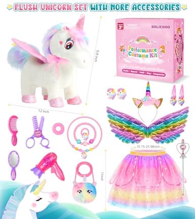 Unicorn Toys for Girls Age 4-6 Unicorn Gifts, Walking Talking Singing Interactive Toy, Remote Control Plush Unicorn Pet Care Toy, SOLIEHOO Unicorn Dress up Clothes for Toddler Girls Kids 3 4 5 6 Years - Image 5
