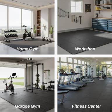 AIRHOP 0.56in Thick 48 Sq Ft Exercise Equipment Mats, 12 Tiles Upgraded Rubber Top with High Density EVA Foam, Large Interlocking Puzzle Gym Flooring for Home Gym, Heavy Weight Workout, 24 x 24in - Image 7