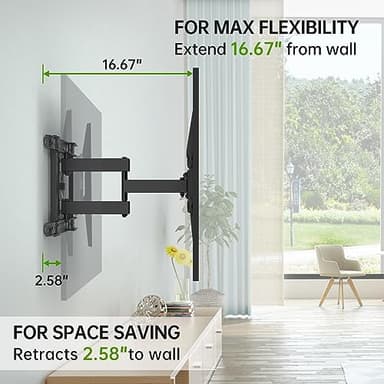 USX MOUNT UL Listed TV Wall Mount for 42"-84" TVs up to 110lbs and 8"-24" Wood Studs, TV Mount with Tilt, Swivel & Extension, Wall Mounts Bracket with Dual Articulating Arms, Max VESA 600x400mm - Image 5