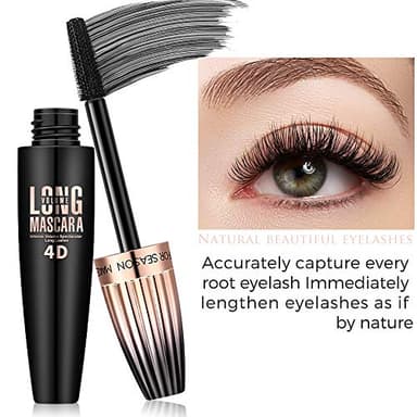 4D Silk Fiber Lash Mascara, Waterproof Long Lasting Mascara Black Volume and Length Natural, Exquisitely Full, Lengthening Thickening Softer Fuller Lashes Amplify Smudge-Proof Eyelash Mascaras,1 Pack - Image 7