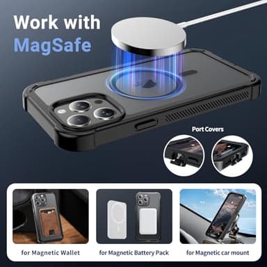 jaroco Magnetic for iPhone 13 Pro Max Case, [Compatible with MagSafe][Military Grade Drop Protection][Heavy Duty Protection][Non-Slip][Shockproof] 2-Layer Durable Bumper Phone Case 6.7''-Black - Image 4