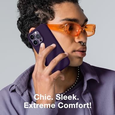 GONEZ for iPhone 14 Pro Case, Compatible with Magsafe, with Screen Protector + Camera Lens Protector, Soft Anti-Scratch Microfiber Lining, Shockproof Liquid Silicone Phone Cover, Deep Purple - Image 8