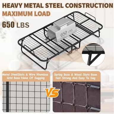 75" x 38" Folding Bed with Mattress for Adults, Portable Rollaway Single Beds with Memory Foam Mattress & Super Strong Frame, Convenient Foldable Roll Away Bed for Storage - Image 8