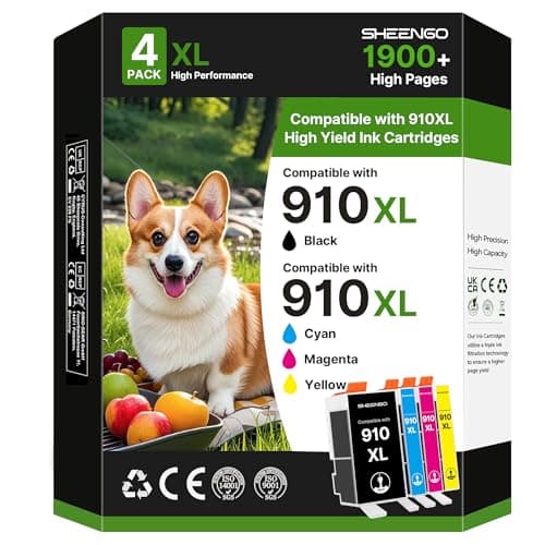 SHEENGO Compatible Replacement for HP 910XL Ink Cartridges Combo Pack for OfficeJet 8010 8020 Series, Pro 8020, 8030 Series Printer, 4 Pack - Image 1